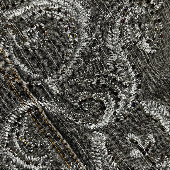 ASHLEY STEWART Embroidered Button Front Denim Jacket - Picture 11 of 13